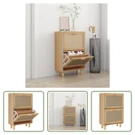 Szafki na buty - The Living Store Szafka na buty brązowa 52x25x80 cm Materiał drewnopochodny i rattan naturalny - miniaturka - grafika 1