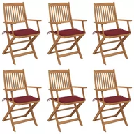 Fotele i krzesła ogrodowe - vidaXL Składane krzesła ogrodowe z poduszkami 6 szt. drewno akacjowe 3065470 - miniaturka - grafika 1