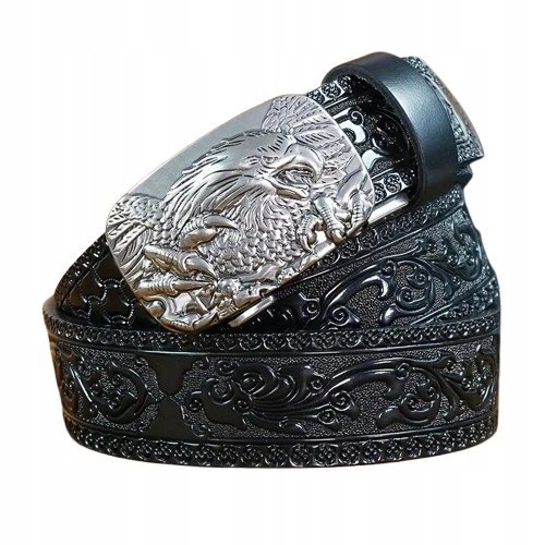 Pas pasek kowbojski SKÓRZANY AUTOMATYCZNY PREMIUM USA ORZEŁ TEXAS 130 cm