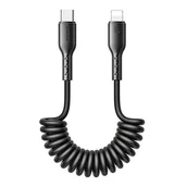 Pozostałe akcesoria do telefonów - Kabel szybko ��aduj��cy do samochodu Joyroom USB-C do Lightning Easy-Travel Series 30W 1.5m, skr��cany (czarny) - miniaturka - grafika 1
