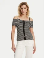 Bluzki damskie - Morgan Bluzka 241-DROPEZ Czarny Slim Fit - miniaturka - grafika 1