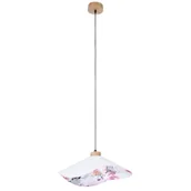 Lampy sufitowe - Britop Wisząca LAMPA materiałowa HATTU FLORAL 1614719174 kopułowa OPRAWA vintage ZWIS motyw kwiatowy szary multikolor - miniaturka - grafika 1