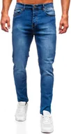 Spodnie męskie - Granatowe spodnie jeansowe męskie regular fit Denley 6743 - miniaturka - grafika 1