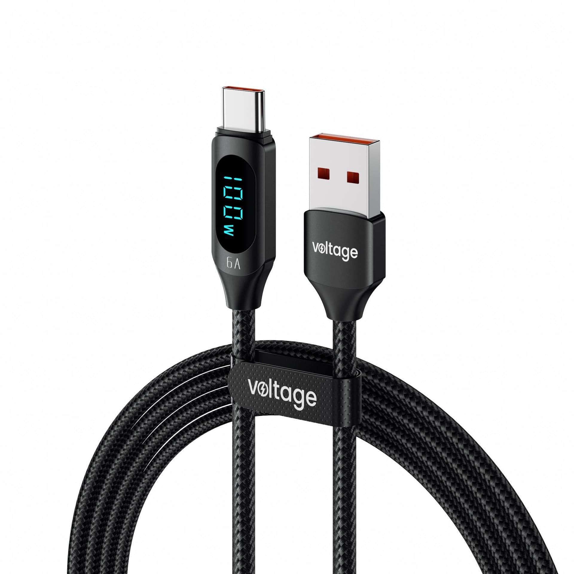 Kabel USB-A / USB-C Voltage PowerDisplay 66W 100cm czarny