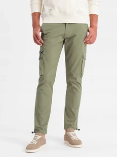 Spodnie męskie cargo STRAIGHT LEG oliwkowe V2 OM-PACG-0196 XXL - Spodnie męskie - miniaturka - grafika 1