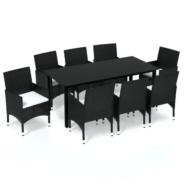 Zestaw mebli ogrodowych, stół 190x90x74 cm, krzesła 53x58x84 cm, czarny,