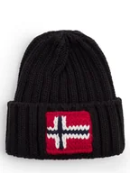 Czapki męskie - Napapijri Czapka męska Mężczyźni Sztuczne włókno czarny jednolity, ONE SIZE - miniaturka - grafika 1