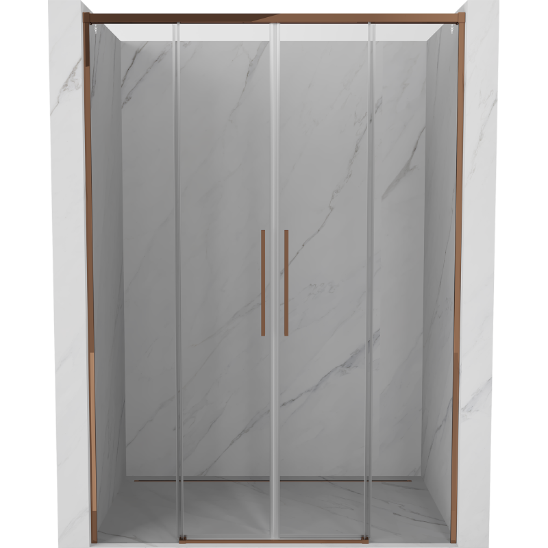Mexen Rox drzwi prysznicowe rozsuwane 160 cm, transparent, różowe złoto - 8C2-160-002-60-00