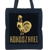 Torby i wózki na zakupy - DUŻA TORBA NA ZAKUPY DO MIASTA SHOPPERKA CZARNA KOKO SZANEL ZŁOTY - miniaturka - grafika 1