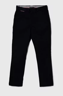 Spodnie i spodenki dla chłopców - Tommy Hilfiger spodnie dziecięce kolor granatowy gładkie - grafika 1