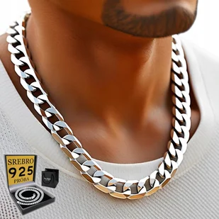 GRUBY Łańcuszek Srebrny Męski SREBRO próba 925 PEŁNY PANCERKA ŁAŃCUCH - Łańcuszki - miniaturka - grafika 1