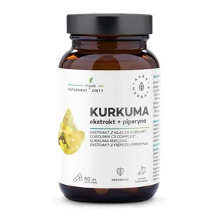 AURA HERBALS Kurkuma ekstrakt + piperyna, 60kaps. - Układ pokarmowy - miniaturka - grafika 1