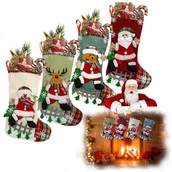 Ozdoby bożonarodzeniowe - Skarpety Świąteczne Dekoracyjne na Kominek Okno Skarpeta na Prezenty 4 sztuki/BuyPro - miniaturka - grafika 1