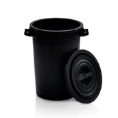 Kosze na śmieci - Plastikowy pojemnik z pokrywką, 75 l, regranulat, czarny - miniaturka - grafika 1
