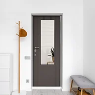 Lustra - Lustro drzwiowe "Lesina" z hakiem do zawieszania Aluminiowa rama 120x37cm Czarny - miniaturka - grafika 1