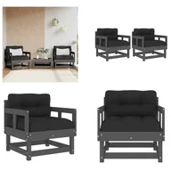 Fotele i krzesła ogrodowe - vidaXL Krzesła ogrodowe z poduszką 2 szt. Szare, lite drewno sosnowe - Krzesło ogrodowe - Krzesła ogrodowe - Krzesło ogrodowe - Krzesło ogrodowe - Krzesło tarasowe - miniaturka - grafika 1