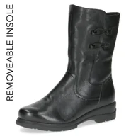 Botki damskie - Caprice czarne botki Dascha skórzane wygodne zimowe ocieplane na zamek [26410-41-02B] [Rozmiar: 39] - miniaturka - grafika 1