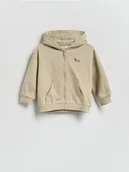 Bluzy i sweterki niemowlęce - Reserved - Bawełniana bluza z kapturem - beżowy - miniaturka - grafika 1