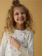 Bluzki dla dziewczynek - Reserved - Koszulka z haftowanym wzorem - złamana biel - miniaturka - grafika 1