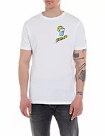 Koszulki męskie - Replay Męski T-shirt z krótkim rękawem Lemonade Water, biały (White 001), XXL, Optical White 001, XXL - miniaturka - grafika 1