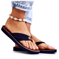 Klapki i japonki damskie - Damskie Materiałowe Japonki Big Star JJ274A346 Granatowe - miniaturka - grafika 1