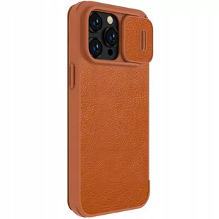 Nillkin Qin Leather Pro Case etui iPhone 14 Pro Max osłona na aparat kabura pokrowiec obudowa z klapką brązowy - Etui i futerały do telefonów - miniaturka - grafika 1