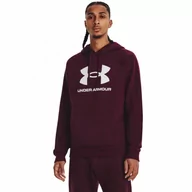 Bluzy sportowe męskie - Męska bluza dresowa nierozpinana z kapturem Under Armour UA Rival Fleece Logo HD - bordowa - UNDER ARMOUR - miniaturka - grafika 1