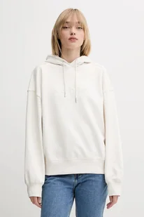 Calvin Klein bluza bawełniana damska kolor beżowy z kapturem z aplikacją LV044C210G - Bluzy damskie - miniaturka - grafika 1