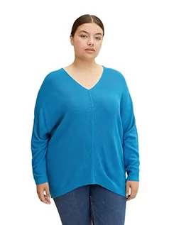Swetry damskie - TOM TAILOR Damski Plussize sweter z rękawami nietoperza 1034675, 30095 - Sublime Teal Blue, 54 Duże rozmiary - grafika 1