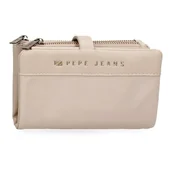 Portfele - Pepe Jeans Morgan Portfel z wizytówką Beżowy 14,5x9x2 cms Poliester i PU by Joumma Bags, Beis, Talla única, Portfel z karty - miniaturka - grafika 1