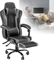 Fotele gamingowe - LZQ fotel dla gracza fotel do biurka fotel biurowy ergonomiczny, tapicerowane podłokietniki, mechanizm bujania, udźwig do 150 kg, winda testowana przez szary - miniaturka - grafika 1