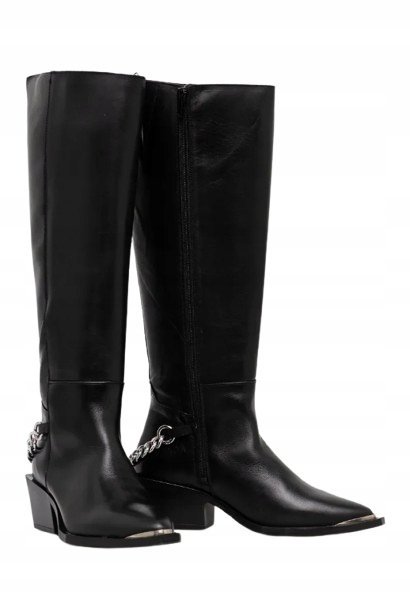 STEVE MADDEN CZARNE KOWBOJKI ZE SREBRNYM ŁAŃCUCHEM 41 1I3A