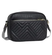 Torebki damskie - Czarna torebka skórzana na ramię torba damska elegancka pikowana - miniaturka - grafika 1