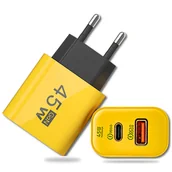 Ładowarki do telefonów - SZYBKA ŁADOWARKA SIECIOWA USB TYPE-C GaN 45W QC 3.0 PD do TELEFONU LAPTOPA - miniaturka - grafika 1