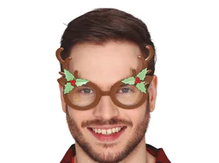Brązowe okulary Rogi Renifera - Dodatki do strojów karnawałowych - miniaturka - grafika 1