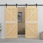 Drzwi zewnętrzne - shumee Drzwi przesuwne z osprzętem 90x210 cm lite drewno sosnowe - miniaturka - grafika 1