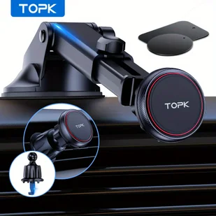 Magnetyczny Uchwyt Samochodowy Do Telefonu 2 W 1, Deska Rozdzielcza Z Silnym Magnesem N52 I Uchwyt Samochodowy Na Kratkę Wentylacyjną Z Regulowanym - Inne - miniaturka - grafika 1