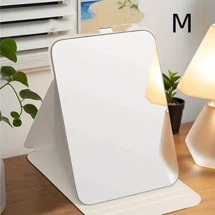 TEMU 1 szt. Przenośny składany lusterko do makijażu ze sztucznej skóry - biały - powierzchnia szkła HD, 4 rozmiary dostępne, kompaktowy design - Lusterka do makijażu - miniaturka - grafika 1