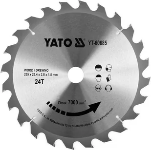 YATO TARCZA WIDIOWA DO DREWNA 235X24TX25,4MMDLA YT-82153 YT-60685 - Piły ręczne - miniaturka - grafika 1