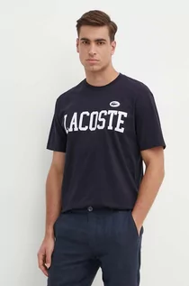 Koszulki męskie - Lacoste t-shirt bawełniany męski kolor granatowy z nadrukiem - grafika 1