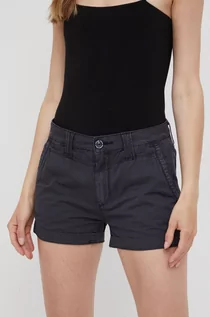 Spodenki damskie - Pepe Jeans Pepe Jeans szorty bawełniane BALBOA SHORT damskie kolor szary gładkie medium waist - grafika 1