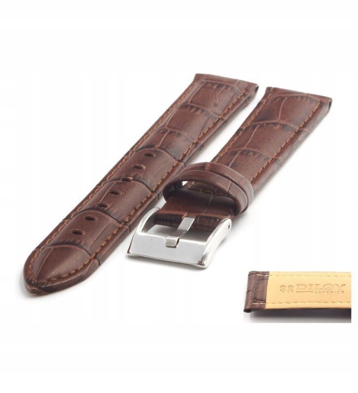 Skórzany pasek do zegarka Diloy 368.02 krokodyl 24
