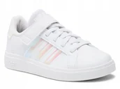Buty dla dziewczynek - Buty dziecięce ADIDAS GRAND COURT GY2327 na rzepy białe błyszczące paski 28 - miniaturka - grafika 1