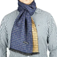 Apaszki i szaliki męskie - Ciepły szalik męski Cashmere geometryczny SZA-36 granat-jasny brąz - miniaturka - grafika 1