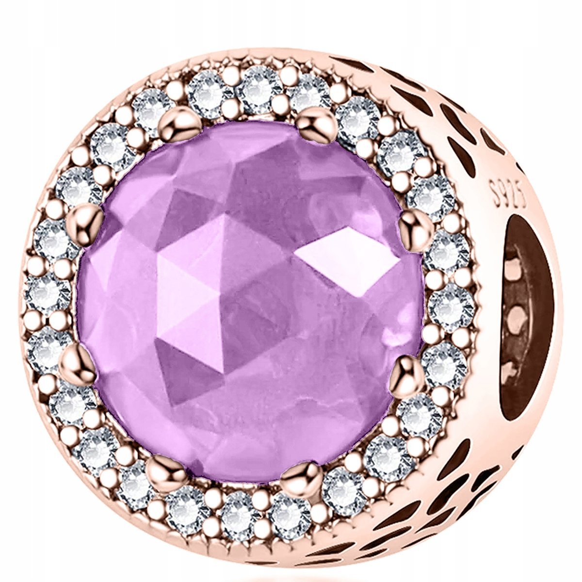 Charms Pozłacany Kamień Klejnot Koralik z Kamieniem Cyrkonie SREBRO 925