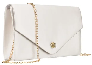 Elegancka torebka damska ROVICKY wieczorowa kopertówka mała klasyczna białą brokatowa na złotym łańcuszku kieszonka - Torebki damskie - miniaturka - grafika 1