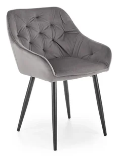 Szare pikowane krzesło welurowe - Artse - Krzesła Szare pikowane krzesło welurowe - Artse - Krzesła - miniaturka - grafika 1