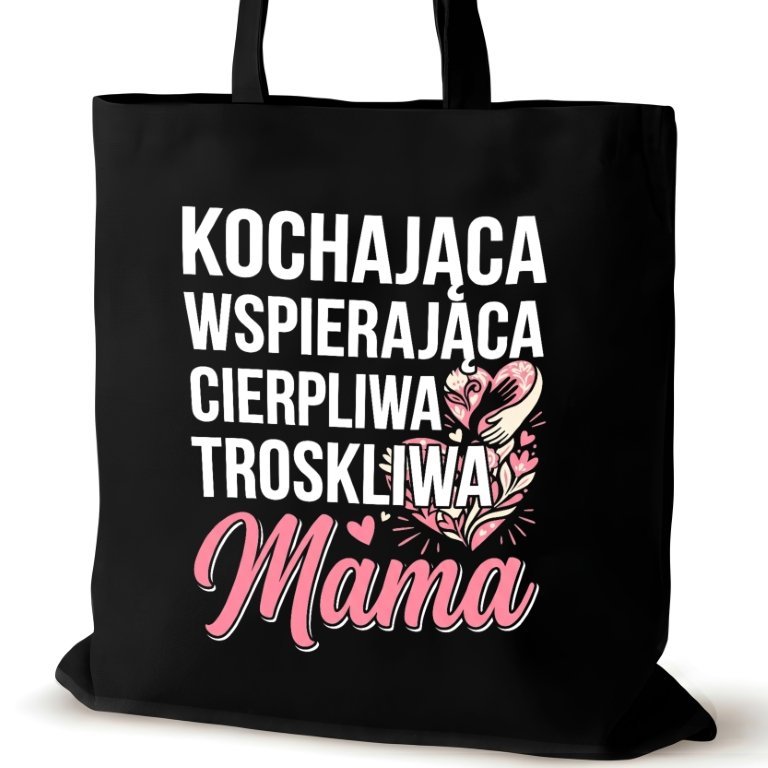 Torba bawełniana dla MAMY na ramię czarna nadrukiem duża śmieszna