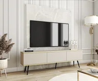Szafki RTV - Modułowa szafka RTV Blum Oro Beige 175 z czarnymi nogami - do samodzielnego montażu, nowoczesny modny styl - funkcjonalny mebel do salonu - dostawa kurierem - ze względów bezpieczeństwa prosimy o montaż na ścianie - miniaturka - grafika 1