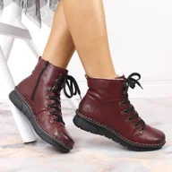 Buty sportowe damskie - Komfortowe botki ocieplane Rieker W (kolor Czerwony, rozmiar 41) - miniaturka - grafika 1
